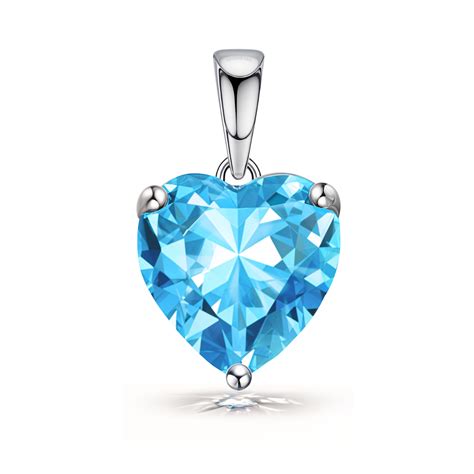 Blue Heart Solitaire Pendant in 92.5 Sterling Silver With Diamond like ...