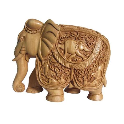 "Elephant With Trunk Down": Brown Craft (6) by Ecraft India – ArtZolo.com