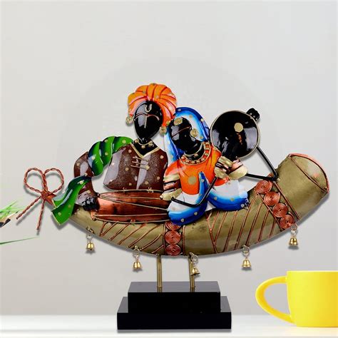 ARTSHALA Radhe Krishna On Ship Showpiece Figurine - Table Top ...