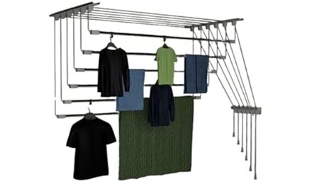 Sky Hanger Ceiling Mounted Clothes Drying Rack (4 Rods) Rod Pulley ...