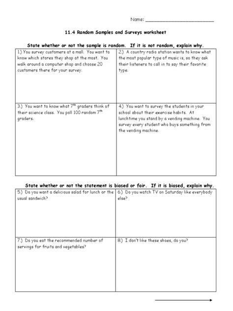 Image result for Random Sampling Worksheet Middle School