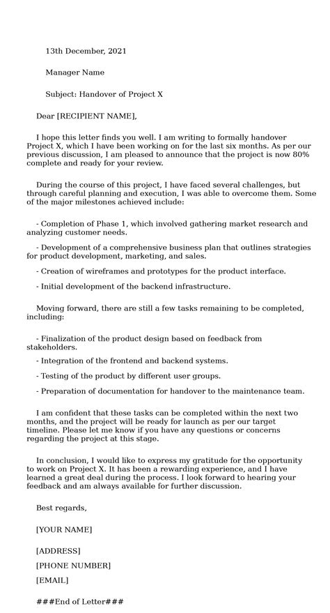 2 Examples of Handover Mail Format