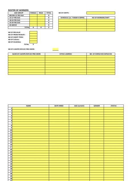 Roster of Workers-Please Accomplish This Form | PDF