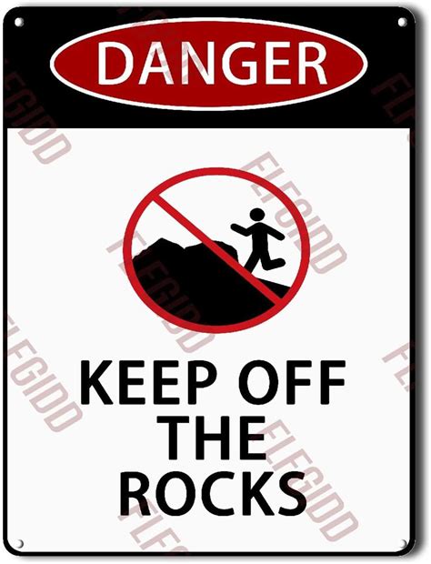 Amazon.com: Aluminum Tin Signs Metal Sign Danger Keep Off The Rocks ...