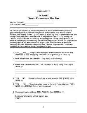 2007-2026 Form CA ICF/MR Disaster Preparedness Plan Tool - Blank ...