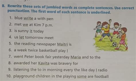 class 4th CHP 2 the sentence→ grammar → rewrite these sets of jumbled ...