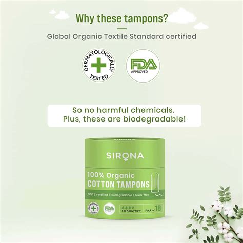Buy SIRONA HEAVY FLOW ORGANIC TAMPONS MADE WITH 100% ORGANIC COTTON NON ...
