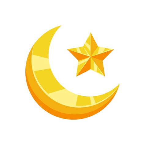 Golden crescent moon and star symbol. Islamic icon. 15738541 Vector Art ...