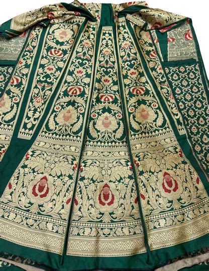Green Banarasi Pure Katan Silk Lehenga Set