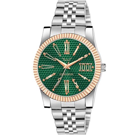 LOUIS DEVIN Stainless Steel Chain Analog Wrist Watch for Men (Green ...