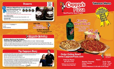 Cappza's Pizza menu in Farmingdale, Maine, USA