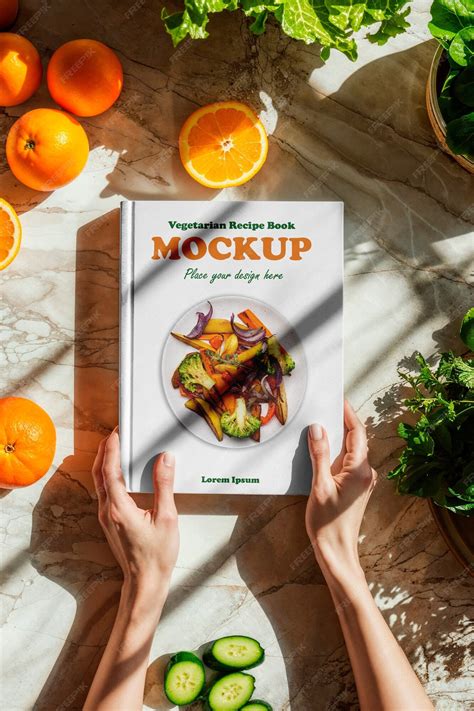 Vegetarian recipe book mockup | Premium PSD