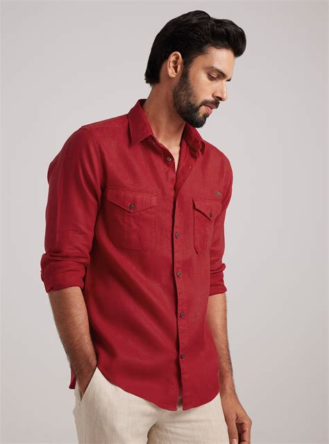 Andamen Barn Red Linen Explorer Shirt