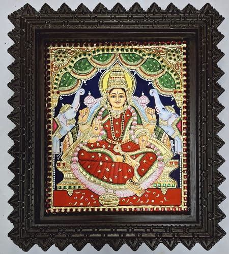 JLine Arts Tanjore Painting Gajalakshmi, Multi-Color, Hand Painted, 22C ...