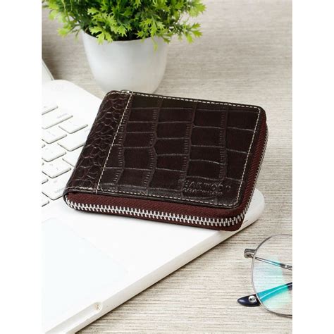 Buy Teakwood Mens Brown Croco Leather Two Fold Wallet Online