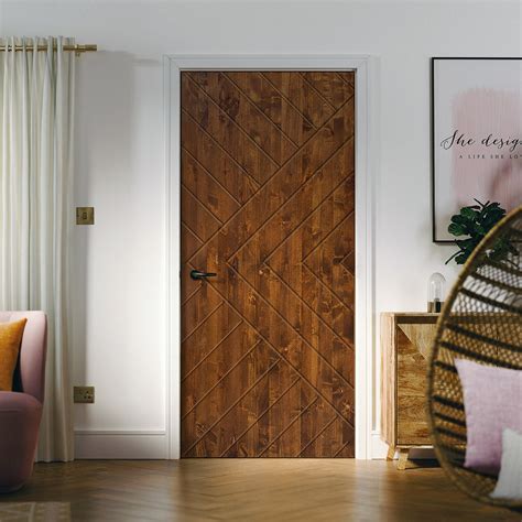 Chevron Arrow Pattern Hollow Core Solid Wood Interior Door Slab – CalHome