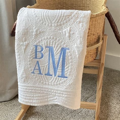 Monogrammed Baby Quilt, Personalized Baby Quilt, Embroidered ...