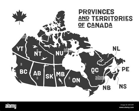 Map Canada. Poster map of provinces and territories of Canada Stock Vector Image & Art - Alamy