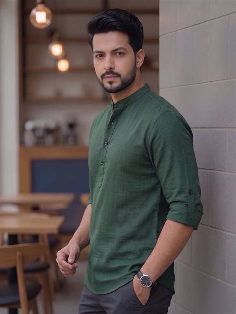 Signature Men's Cotton Short Kurta | Mandarin Collar | RAY LIGHT