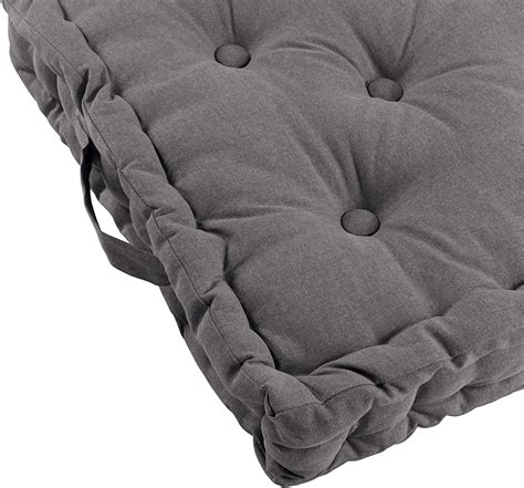Coussin de sol capitonné en coton avec poignée - Gris foncé - 60 x 60 x ...