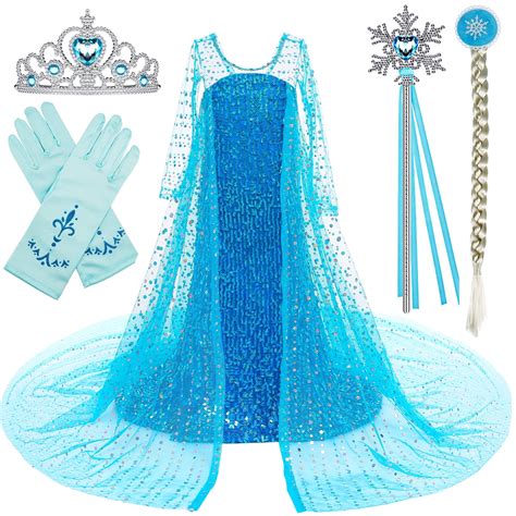 BanKids Princess Elsa Frozen Costume Set: Cape, Wig, Crown, Wand ...