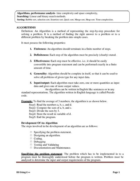 Data structure 1 - Kashmir University - Algorithms, performance ...