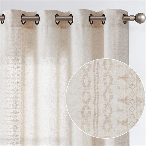 jinchan Boho Curtains for Bedroom Linen Boho Curtains 96 Inches Long 2 ...