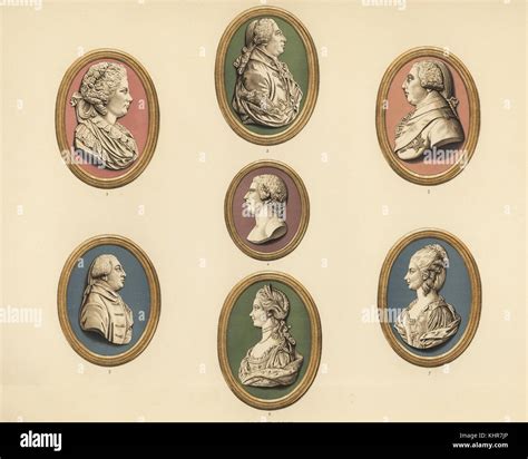 Portraits of King George III and Queen Charlotte. King George by John Flaxman 1,3, Queen ...