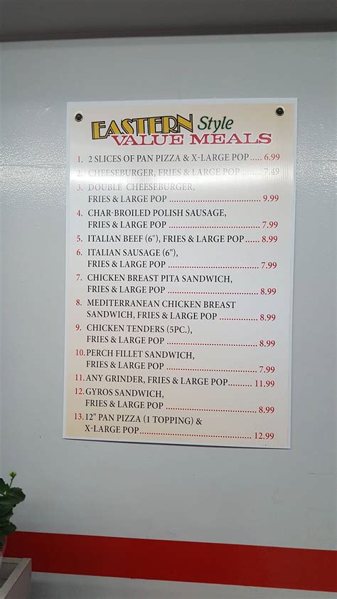 Menu at Eastern Style Pizza pizzeria, Chicago, W Touhy Ave