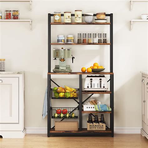 Buy Tribesigns Bakers Rack, Microwave Stand with Wire Baskets, Coffee ...