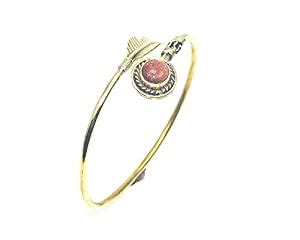 Buy 925 Solid Brass RED Sun Stone Feather Adjustable Bangle Online at ...
