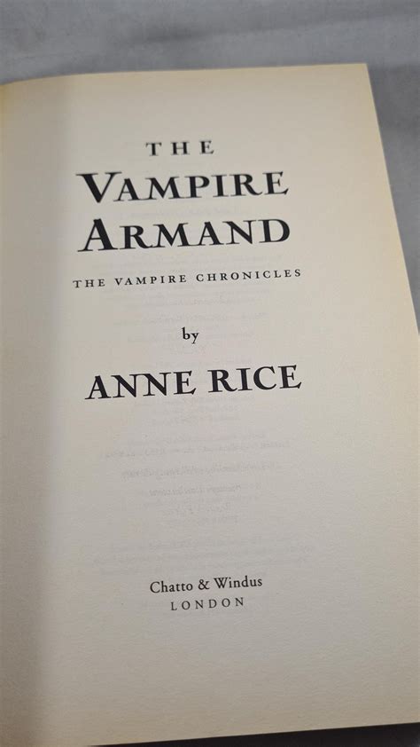 Anne Rice - The Vampire Armand, Chatto & Windus, 1998 – Richard Dalby's ...