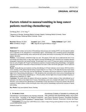 Fillable Online Factors related to nausea/vomiting in lung cancer Fax ...