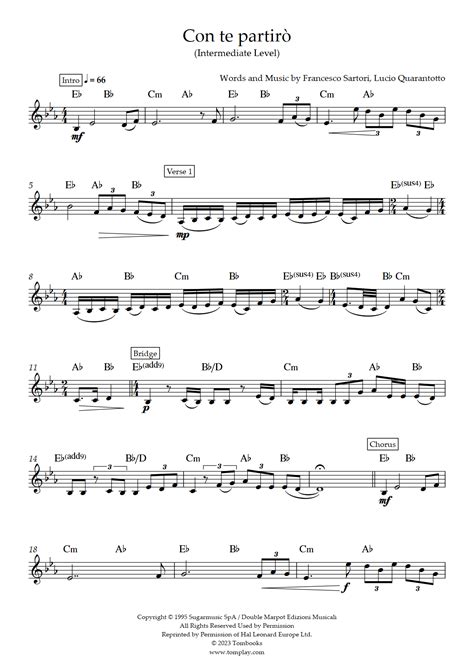 Con te partirò (Intermediate Level) (Andrea Bocelli) - French horn ...