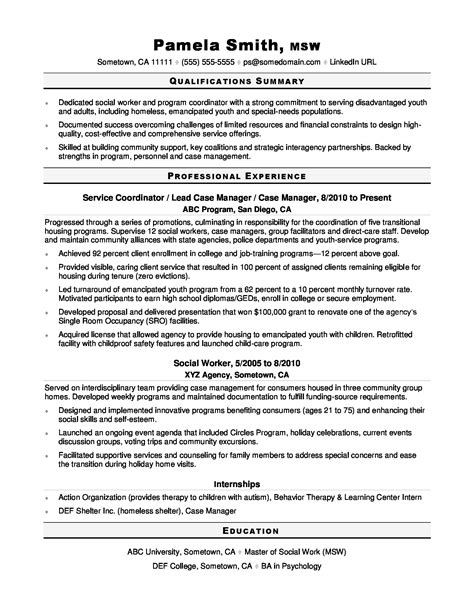 Social Work Resume | Monster.com