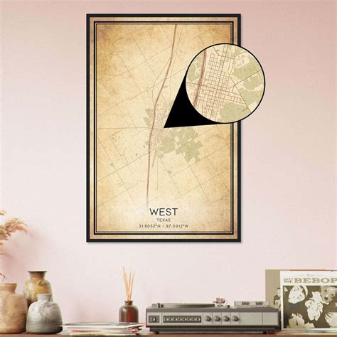 Vintage West Texas Map Poster, West TX City Road Wall Art Print ...