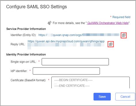 How do I configure SAML-based single sign-on for the QuWAN QBelt VPN ...