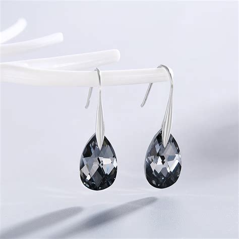 Milano Black Drop Swarovski Silver Earrings – Mystic Flavia
