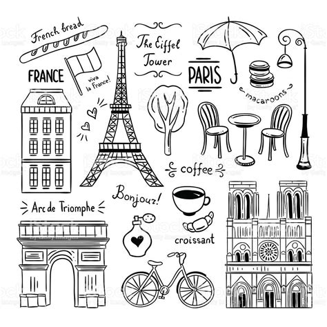 Paris hand drawn clipart. Illustrations of France and Paris | Paris illustration, How to draw ...