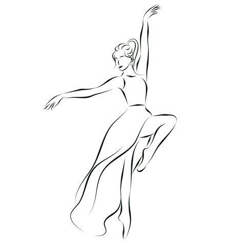 sketch drawing of an elegant dancer in a dance, a ballerina in a long ...
