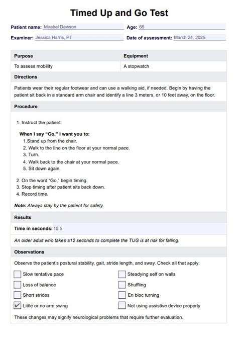 Timed Up and Go Test Procedure 的图像结果