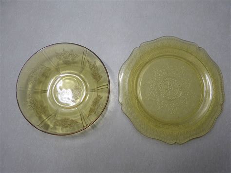 Lot #45 Vintage Yellow Depression Glass Bowl and Plate As Shown ...