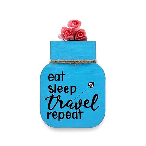 Eat Sleep Travel Repeat Hand-Painted Wooden Mason Jar Fridge Magnet ...