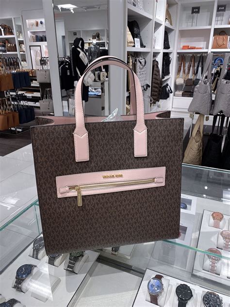 Buy Michael Kors Kenly Large Tote MK Logo Signature PVC Bag Powder ...