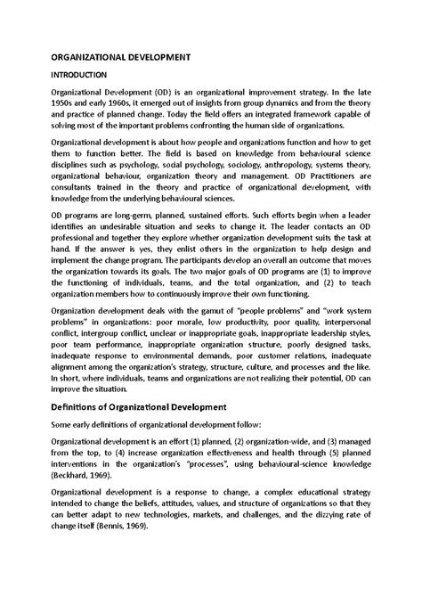 Organizational Development - ORGANIZATIONAL DEVELOPMENT INTRODUCTION ...