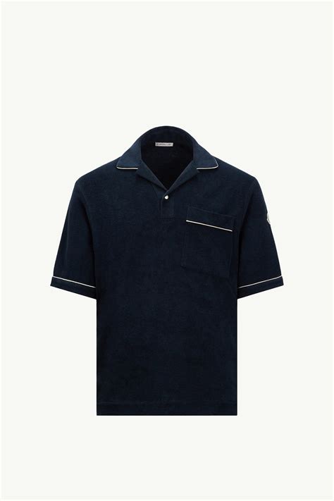 Navy Blue Cotton Terry Cloth Polo Shirt - Polos & T-shirts for Men ...