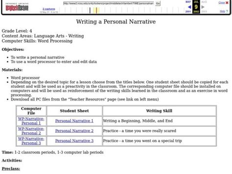 Image result for Personal Narrative Lesson