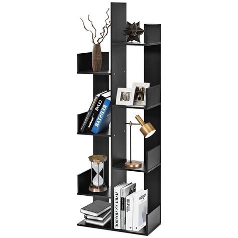 8-Tier Bookshelf Bookcase with 8 Open Compartments Space-Saving Storage ...