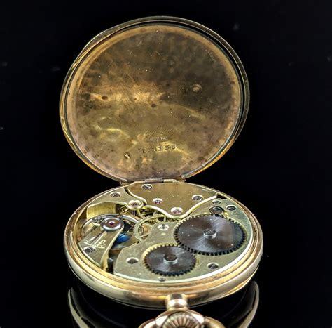Antique 14k gold pocket watch, Moeris, open face For Sale at 1stDibs