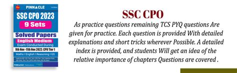 Buy SSC CPO 2023: 9 Sets TCS PYQ solved papers English medium Book ...